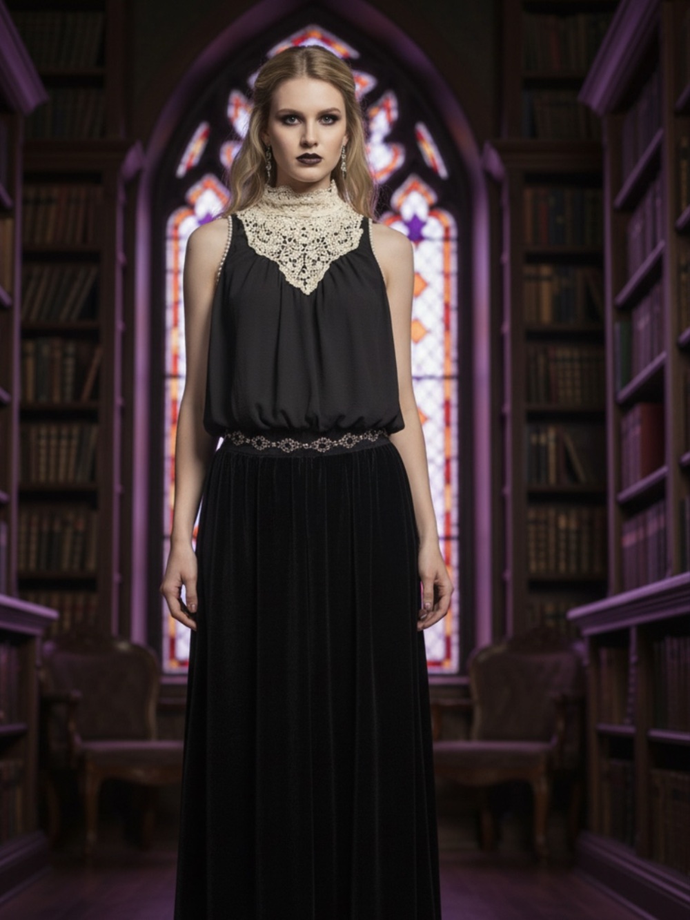 Wildfox Black and Cream Crochet Lace Top - Picture 3 of 10